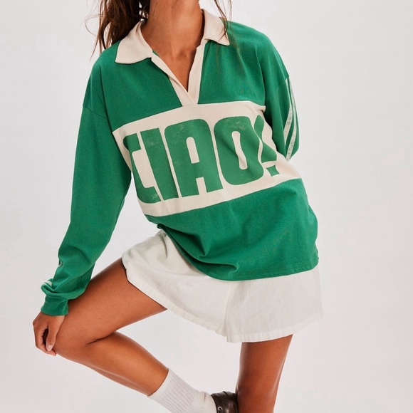 Free People Tops - Free People Ciao Graphic Rugby Polo Top